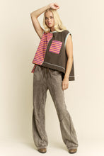 Load image into Gallery viewer, Davi & Dani - Striped Colorblock Sleeveless Vest Top - Orange Brown