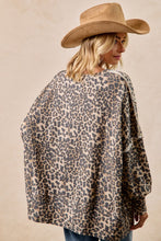 Load image into Gallery viewer, BiBi - Leopard Print Oversized Waffle Thermal Sweatshirt