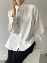 Load image into Gallery viewer, HCB - Loose Buttoned Pleated Solid Shirts Tops