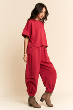 Load image into Gallery viewer, Davi & Dani - Solid Flowy Top With Elastic Waist Band Pants Set - Red