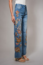 Load image into Gallery viewer, Blue B - Flower Embroidery High Waist Flare Jean
