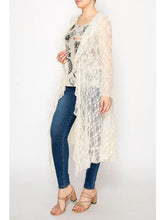 Load image into Gallery viewer, Origami - Lightweight Floral Lace Ruffle Duster with Sparkles- Beige