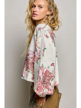 Load image into Gallery viewer, Pol - Floral Print Chenille Sweater V Neck Rib Knit Top
