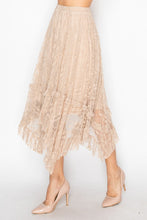 Load image into Gallery viewer, Origami - Tiered Sparkly All Lace Skirt - Taupe