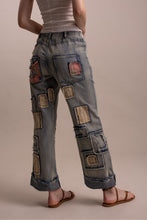 Load image into Gallery viewer, Bluevelvet - PATCHWORK EMBROIDERED WIDE LEG DENIM PANTS ship 9-15