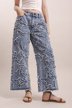 Load image into Gallery viewer, Bluevelvet - HIGH WAISTED STAR PATCH DENIM PANTS