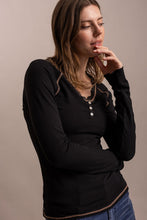 Load image into Gallery viewer, Bluevelvet - Layering Lace Trim Henley Top