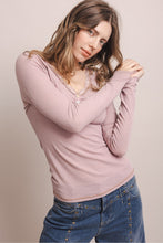 Load image into Gallery viewer, Bluevelvet - Layering Lace Trim Henley Top