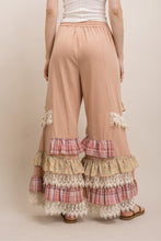 Load image into Gallery viewer, Bluevelvet - FLORAL & LACE TIERED RUFFLE SOLID WIDE LEG PANTS