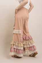 Load image into Gallery viewer, Bluevelvet - FLORAL & LACE TIERED RUFFLE SOLID WIDE LEG PANTS