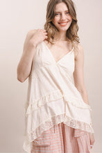 Load image into Gallery viewer, Bluevelvet - Lace Trim Asymmestric Babydoll Cami Top