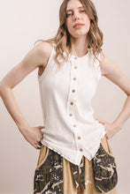 Load image into Gallery viewer, Bluevelvet - Pointelle Sleeveless Button Down Top