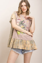 Load image into Gallery viewer, Bluevelvet - WATER PRINT MINERAL WASH RUFFLE BUTTOM SHIRT