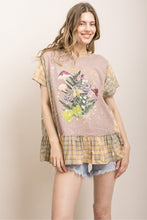 Load image into Gallery viewer, Bluevelvet - WATER PRINT MINERAL WASH RUFFLE BUTTOM SHIRT