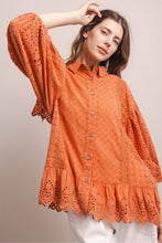 Load image into Gallery viewer, Bluevelvet - 3/4 SLEEVE EMBROIDERED RUFFLE BLOUSE Cream ship 9-15