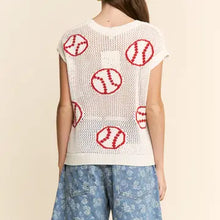 Load image into Gallery viewer, J.nna - Baseball Pattern Knit Top - Off White