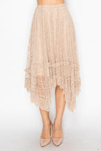 Load image into Gallery viewer, Origami - Tiered Sparkly All Lace Skirt - Taupe
