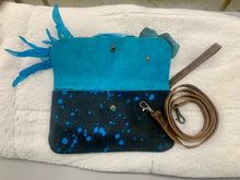 Load image into Gallery viewer, A Rare Bird - Clutch Crossbody- Black and Blue Feather