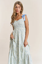 Load image into Gallery viewer, J.nna - Floral Print Empire Neckline Maxi Dress Blue