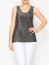 Load image into Gallery viewer, Origami - Shimmery Essential Sleeveless Lurex Tank - Black/Silver