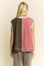 Load image into Gallery viewer, Davi & Dani - Striped Colorblock Sleeveless Vest Top - Orange Brown