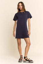 Load image into Gallery viewer, Davi & Dani - Navy Mint Shift Short-Sleeve Mini Length Dress
