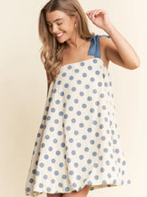 Load image into Gallery viewer, J.NNA - A-Line Polka-Dot Sleeveless Mini Dress BLUE
