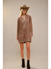 Load image into Gallery viewer, Blue B - Faux Suede Beaded Tunic Dress - Mocha