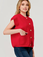 Load image into Gallery viewer, Pixi + Ivy - Red Maeve Button Down Sweater Vest Cardigan Top