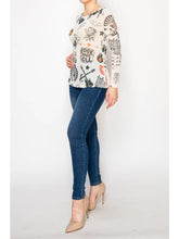 Load image into Gallery viewer, Origami - Sparkly Long Sleeve Sheer Mesh Top – RNR - Off White