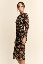 Load image into Gallery viewer, Davi & Dani - Printed Lace Mesh Dress Black