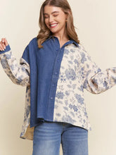 Load image into Gallery viewer, J.nna - FLORAL PRINT COLOR BLOCK BUTTON DOWN TOP