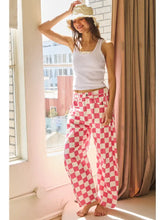 Load image into Gallery viewer, Oddi - Checkered Printed Barrel Denim Pants - Pink