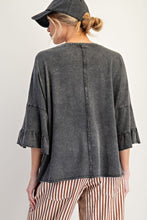 Load image into Gallery viewer, Easel - Wing Ruffle Sleeves Mineral Washed Slub Top