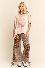 Load image into Gallery viewer, Davi & Dani -Leopard Wide Leg Pants with Peace Applique