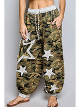 Load image into Gallery viewer, Pol - Vintage Floral Camo Star Patch French Terry Wide-Leg Pants