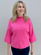 Load image into Gallery viewer, Pixi + Ivy - Mock Neck 3/4 Wide Sleeve Sweater Top - Pink