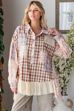 Load image into Gallery viewer, Oli & Hali -Washed Ruffle Lace Hem Button Up Plaid Shirt