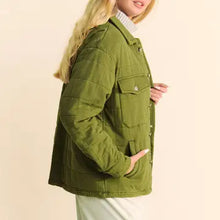 Load image into Gallery viewer, Davi & Dani - Olive Mineral Pocket Button Front Shacket Shirt Jacket