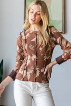 Load image into Gallery viewer, Oli & Hali - LEAF PRINTED SEAM EXPOSED LONG SLEEVE KNIT TOP