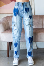Load image into Gallery viewer, Oli & Hali - WASHED HEART DETAIL MID RISE STRETCH DENIM JEANS