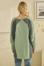 Load image into Gallery viewer, Oli & Hali - WASHED FABRIC FLORAL EMBROIDERY RUCHED SLEEVE TOP TEAL