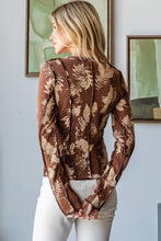 Load image into Gallery viewer, Oli & Hali - LEAF PRINTED SEAM EXPOSED LONG SLEEVE KNIT TOP