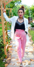 Load image into Gallery viewer, Pretty In Pink Rhinestone Paperbag Pants