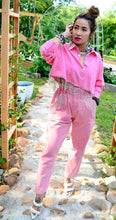 Load image into Gallery viewer, Pretty In Pink Rhinestone Paperbag Pants
