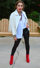 Load image into Gallery viewer, Missing You Motto Fringe Jacket