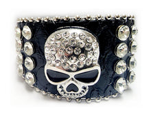 Load image into Gallery viewer, Leather Rhinestone Adjustable Bling Studded Bracelet