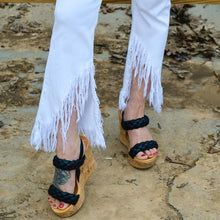 Load image into Gallery viewer, Cello High Rise Crop Flare with Fringe Hem