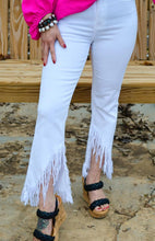 Load image into Gallery viewer, Cello High Rise Crop Flare with Fringe Hem