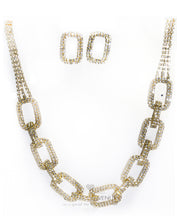 Load image into Gallery viewer, Gold Rhinestone Chain Necklace & Earring Set